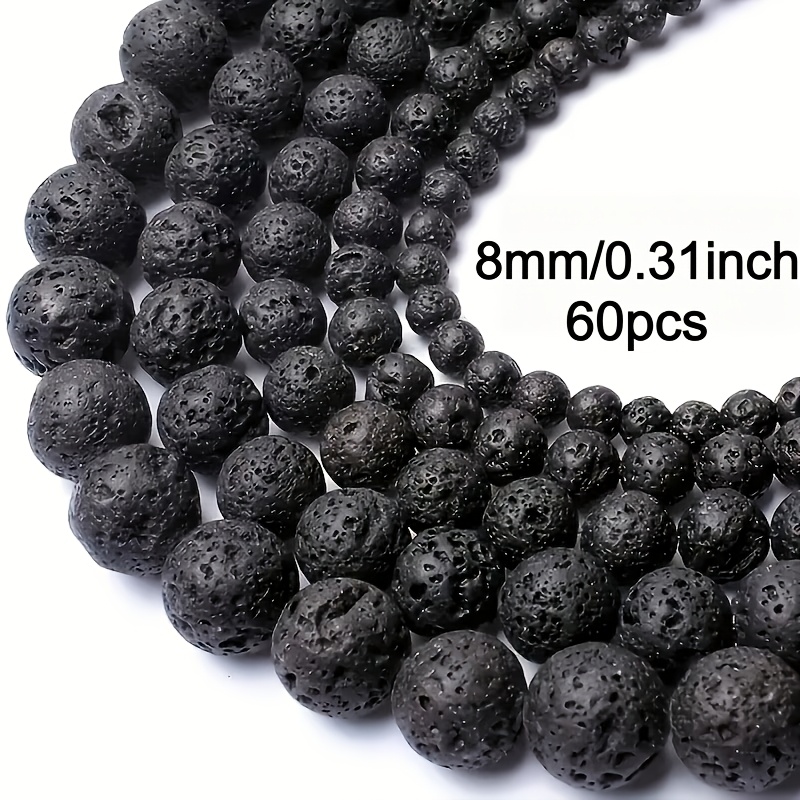 TEMU 60pcs Black Natural Stone Beads, 8mm Round Loose Beads, Suitable For Jewelry Making, Necklace, Bracelet, Pendant Making Additions, Very Suitable