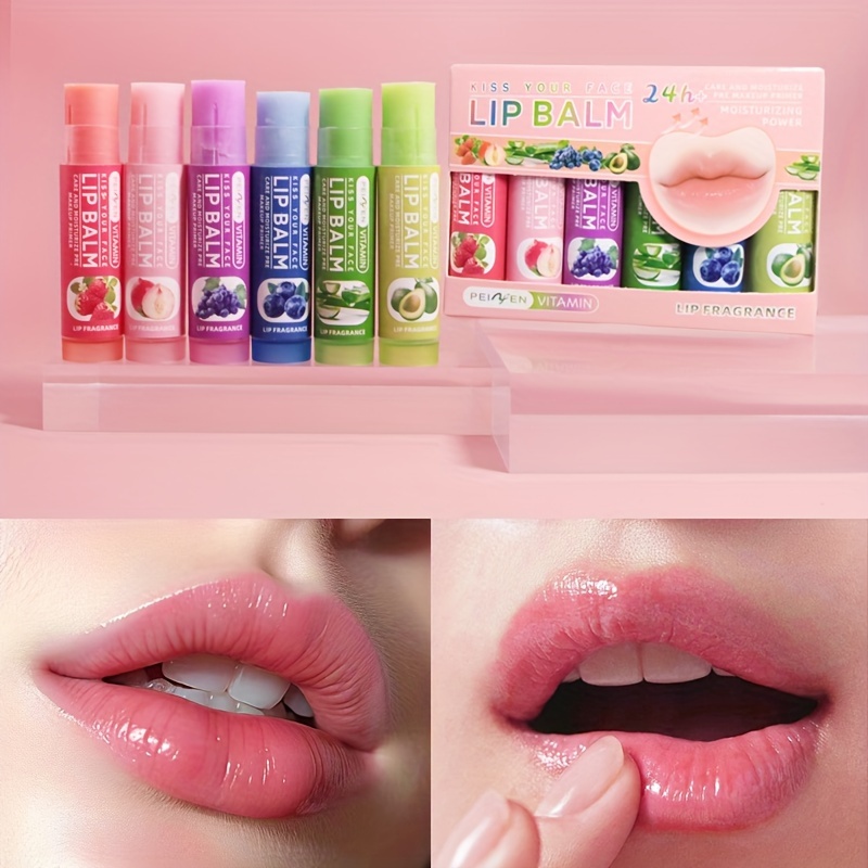 

6-pack Fruit Flavored Lip Balm Gift Set, Moisturizing Lip Gloss, Nourishing Lip Care, Assorted Lip Fragrances For Soft And Plump Lips With Plant Squalane