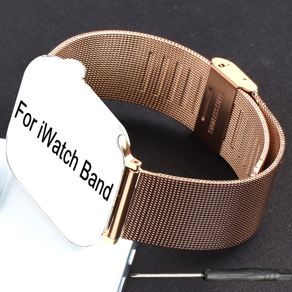 

Stainless Steel Mesh Smartwatch Band Compatible With Apple Watch Series 49mm 45mm 44mm 42mm 41mm 40mm 38mm Iwatch 9 8 7 6 5 4 3 Se, Adjustable Replacement Wristband For Men And Women