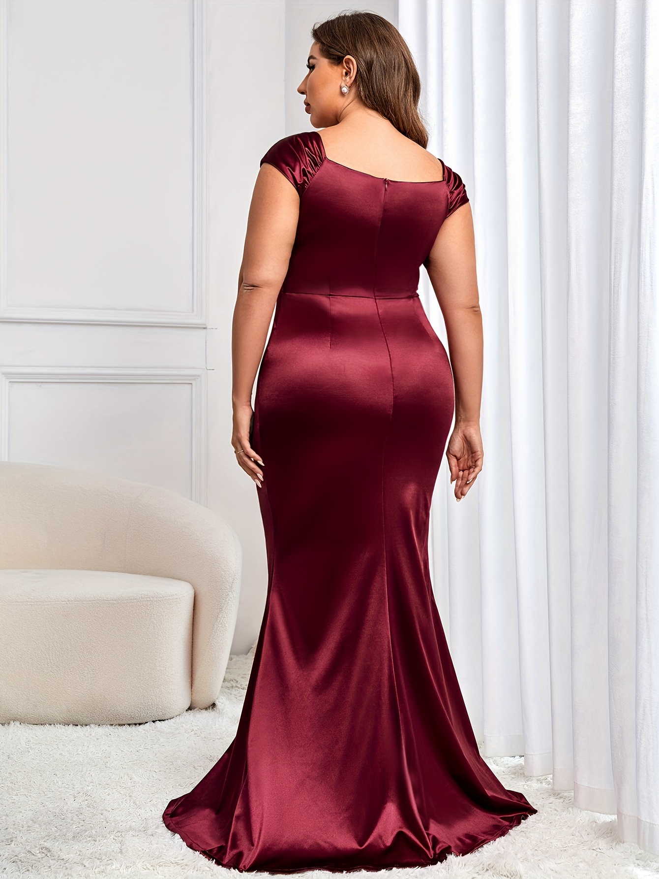 burgundy mother of the bride dress plus size GLS Long Formal Mother of the Bride Dress - Burgundy - Long Sleeve with Embroidery
