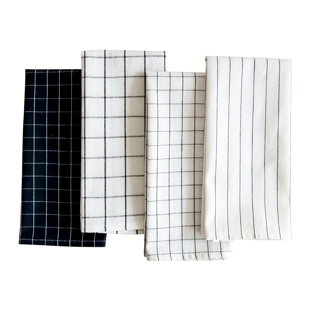 

4-pack Cotton Kitchen Towels Set - Rectangle Woven Dish Cloths, 100% Cotton, Plaid & Striped Patterns, Versatile For Table Napkins, Tea Towels, Cleaning, 15.75 X 23.62 Inches - Ideal Housewarming Gift