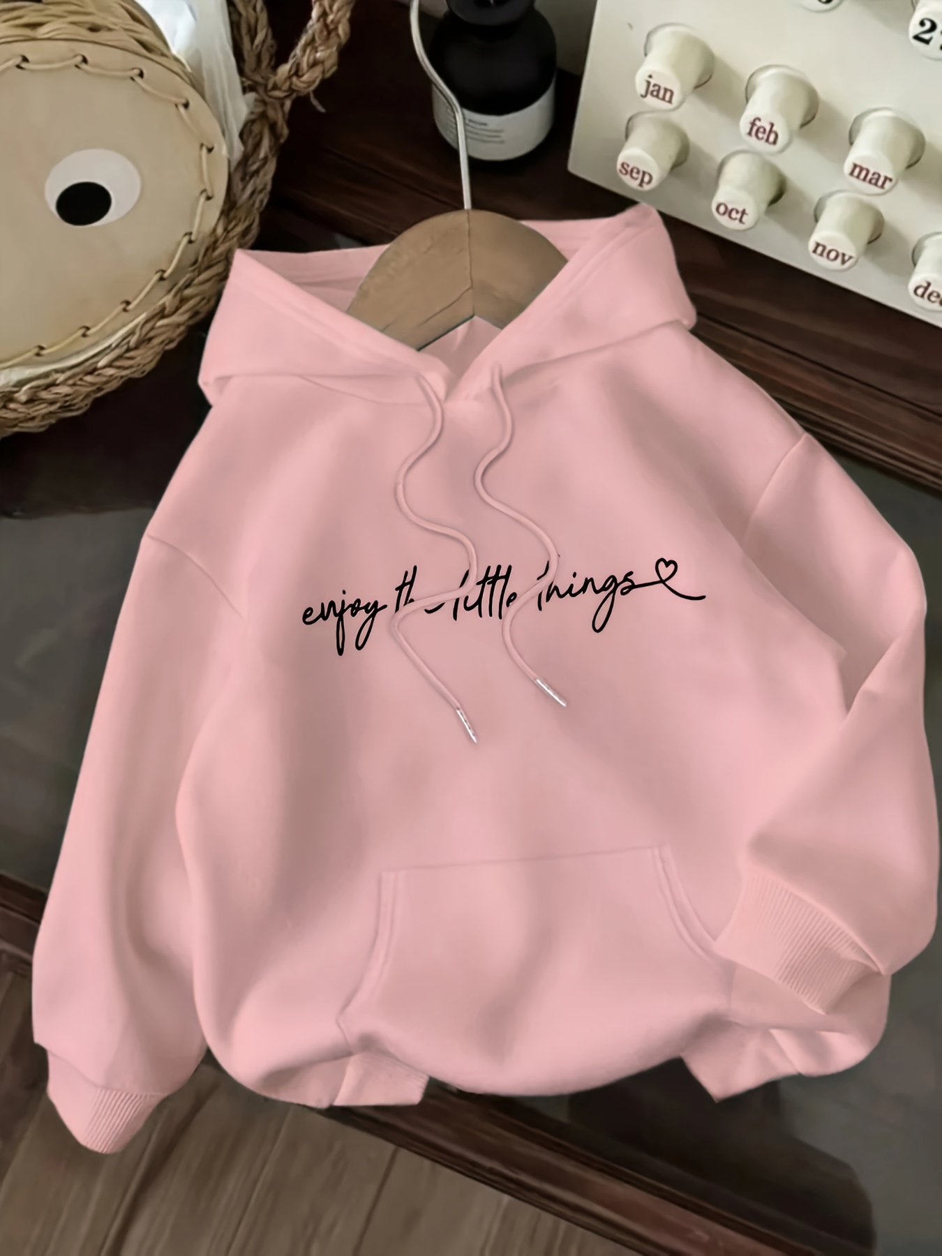sweat à capuche décontracté pour femmes avec impression de lettres enjoy  ,   et capuche à cordon - pull à manches longues confortable pour lautomne/hiver, sweat décontracté | sweat décontracté | sweat à capuche confortable Détails du produit 10