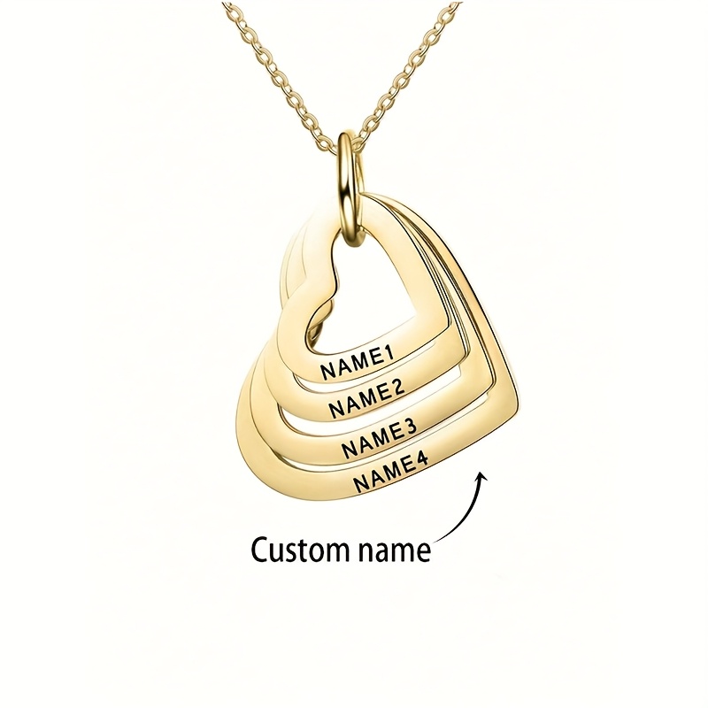 TEMU Personalized Stainless 1-4pcs Name Necklace, Custom Name Heart Pendant Necklace, Charming Women's Name Brand Jewelry Holiday Ornaments, Perfect