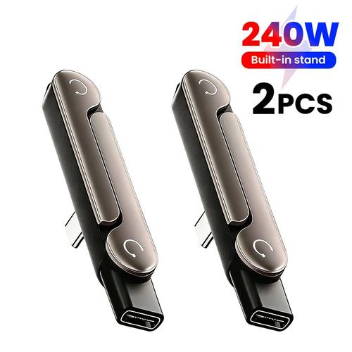 2pcs foldable 240w bracket adapters 240w fast charging type c data cable adapters pack of 2 otg adapters for 240w brackets
