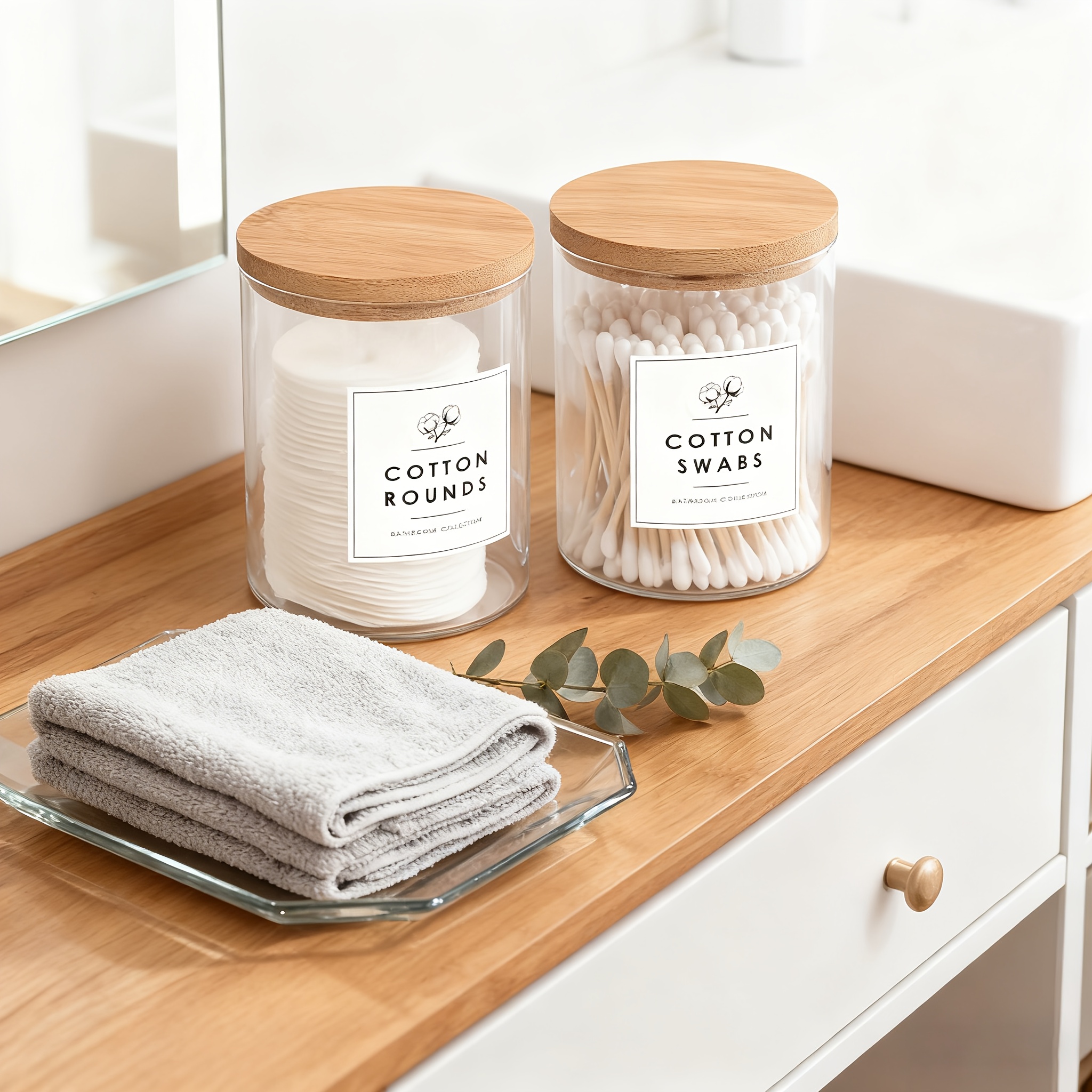 Image of The Transparent Plastic Holder And Swab Organizer Jar Lid Is Durable, Dust-proof, And Perfect For Storing Cotton Pads, Swabs, And Cotton Floss - Ideal For Storing Hygiene Products