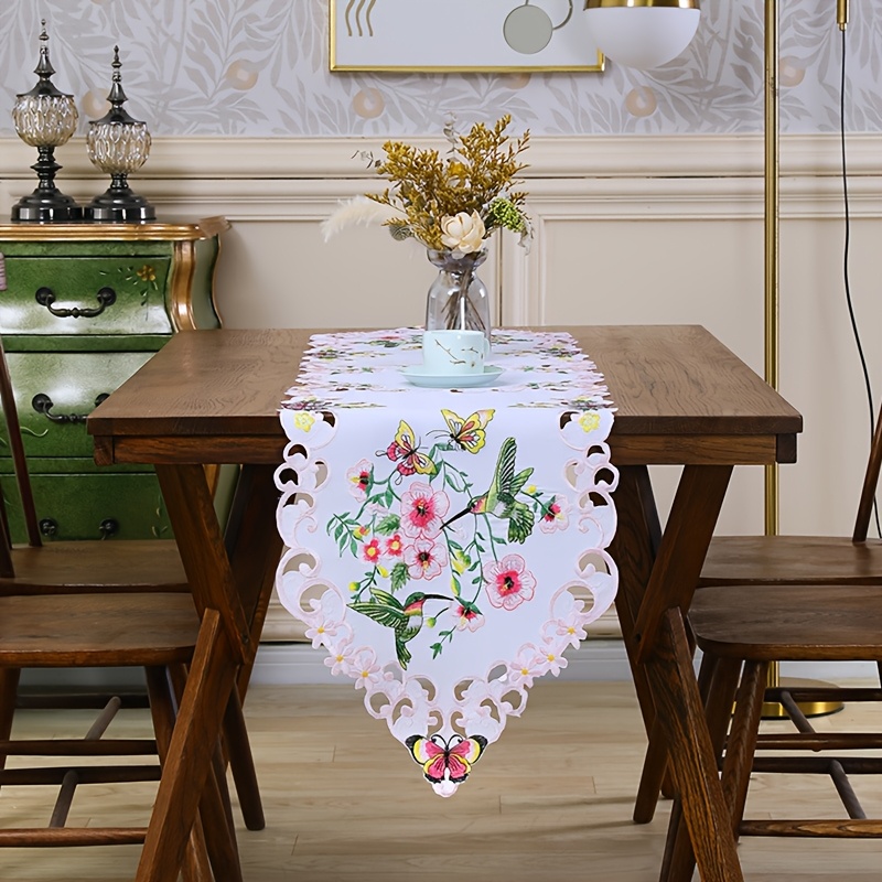 

Hummingbird Embroidered Polyester Table Runner - Home Decor, Dining, & Weddings, Rectangle Shape