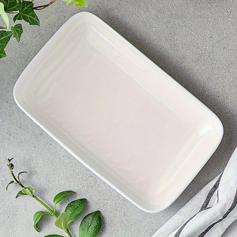 

Sweese 8 Inch Rectangular Salad Plates, Porcelain Dessert Plates, Small White Serving Trays For Salad, Fruit, Sushi Appetizer And Parties - Stackable, Set Of 6, White