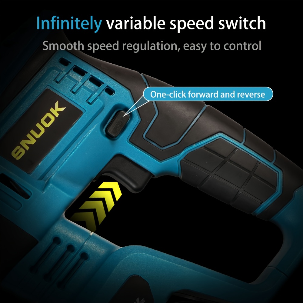 SNUOK 18V Brushless Electric Rotary Hammer, USB Rechargeable 3000mAh Battery, Compact Handheld Drill for Home Repairs, Car Electrical, Mechanical Processing, Dual USB Battery, ABS Material, 1pc/2pcs, Battery Display
