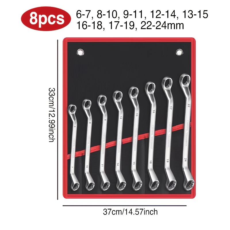 TEMU 8pcs Socket Wrench Set, 6-24mm, From Chrome-vanadium Steel; Quick-release Manual Mirror-end Double-ended Socket Wrenches, Suitable For Projects