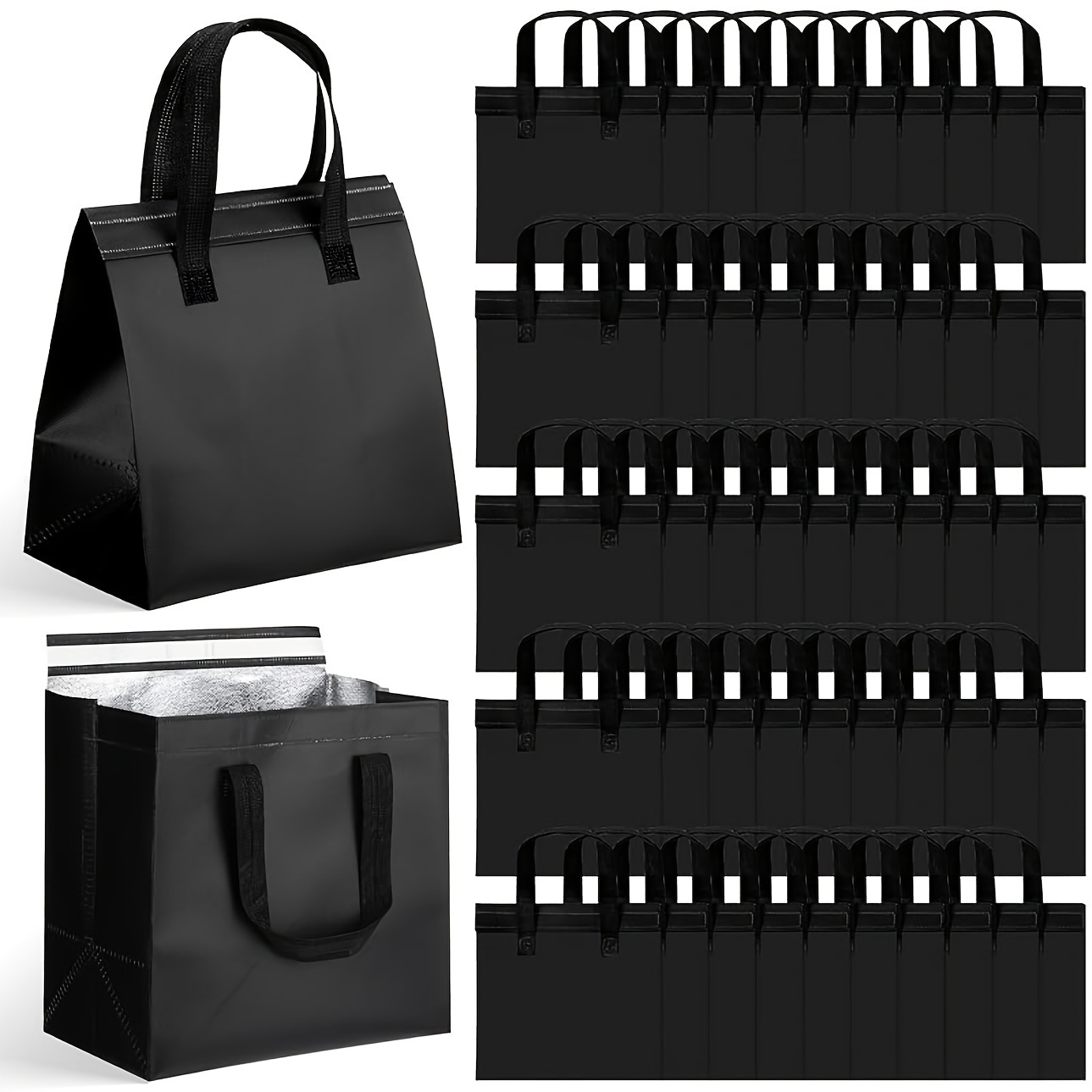 TEMU 50pcs Insulated Bags Bulk Thermal Insulationdelivery Bags For Catering Restaurant Grocery, No Food Contact