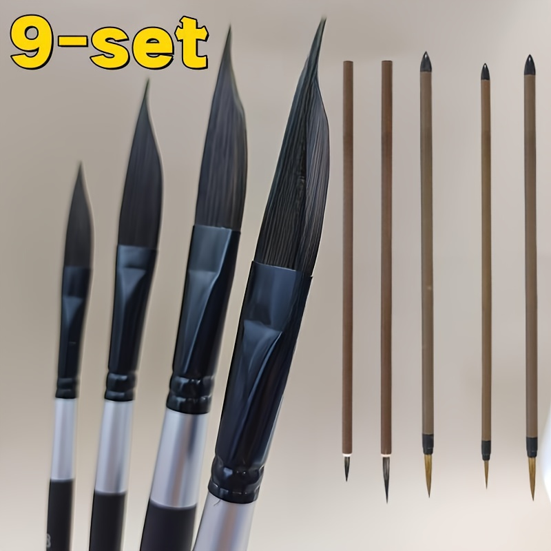 9-set, Angled Brush Set - Beveled Edge Applicators | Watercolor Dye And For , | Use On Canvas And Multi-surfaces | For Artists And