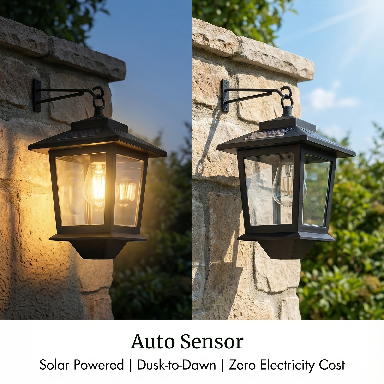 2-Pack Dusk to Dawn Outdoor Wall Sconce with Motion Sensor, IP44 Waterproof Semi-Flush Mount Porch Light