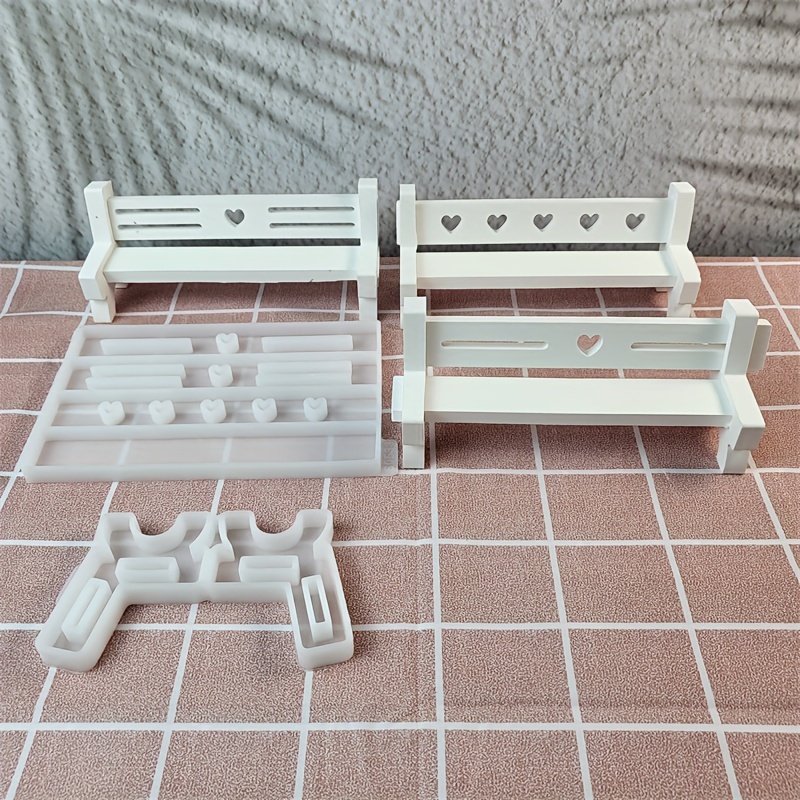 

Two-piece Set Of Park Bench, Bench, Table Top Ornaments, Decorative Furniture Supplies, Plaster And Silicone Molds