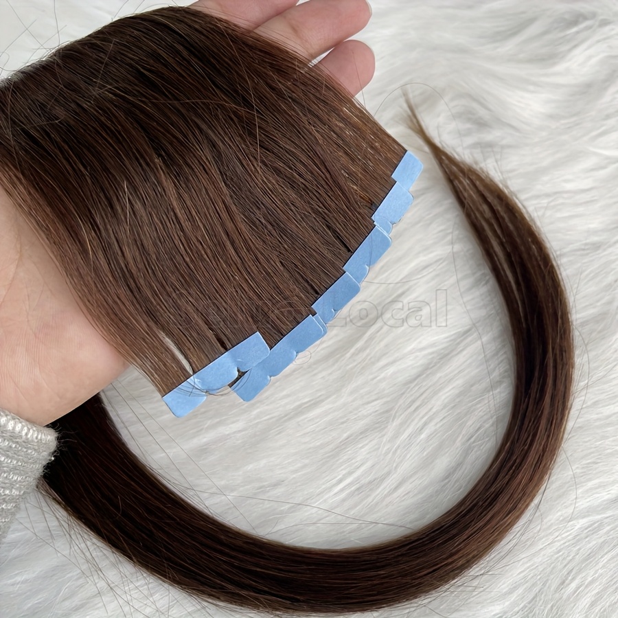   human hair   tape in extensions 12 20 inches straight seamless hair for   women   light brown easy application   hair additions versatile styling options sleek   details 0