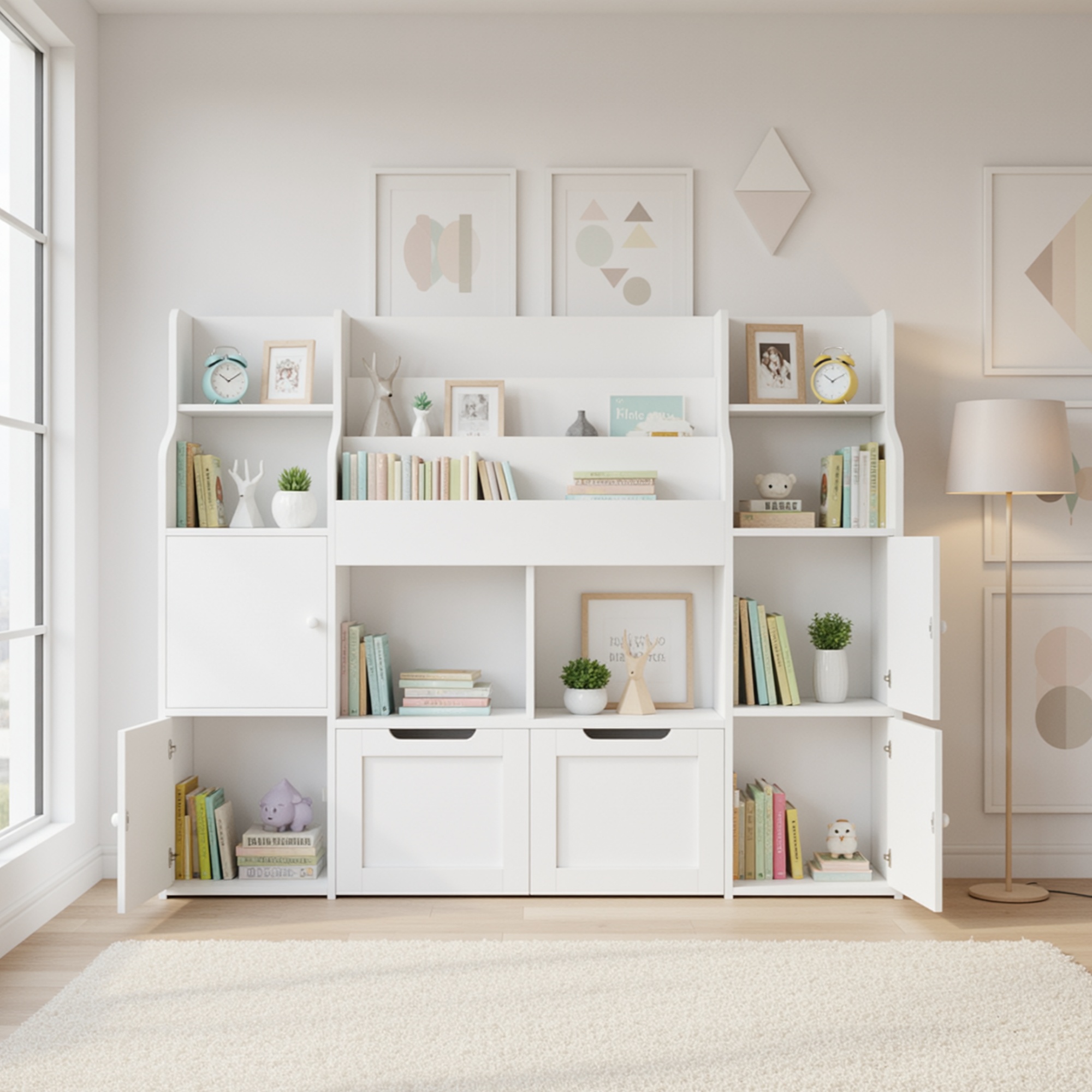Image of Kealive Wood Chest Of Drawers & Bookcase - & Modern With Shelves & Drawers, Multi-compartment Organizer Suitable For Bedroom, Assembly, Space- Unit