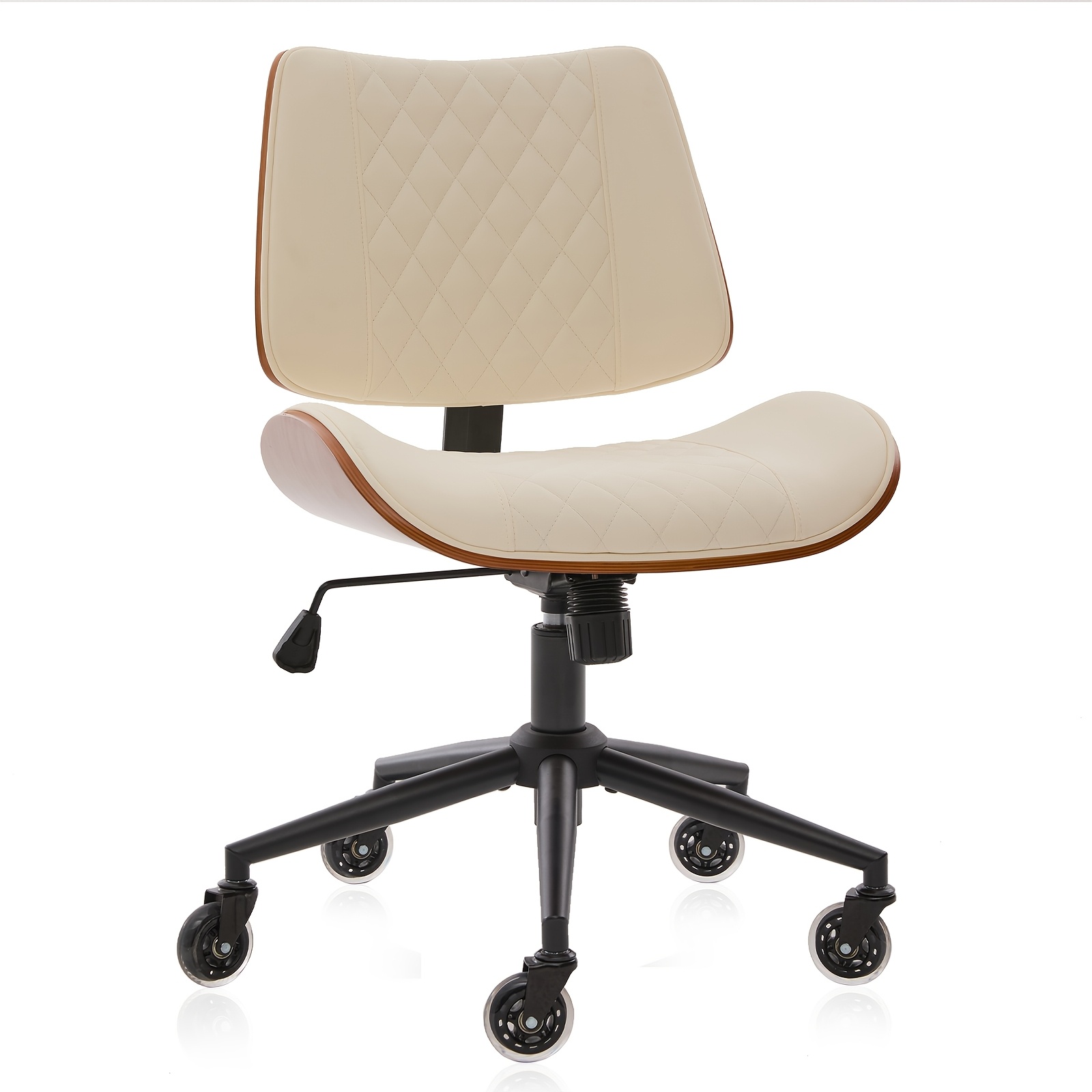 Armless Home Office Executive Chair, Desk Chair with Low Back Lumbar Support, Ergonomic Computer Desk Chair with 360° Swivel Wheels for Adult Work And Study, Black/Beige/Brown