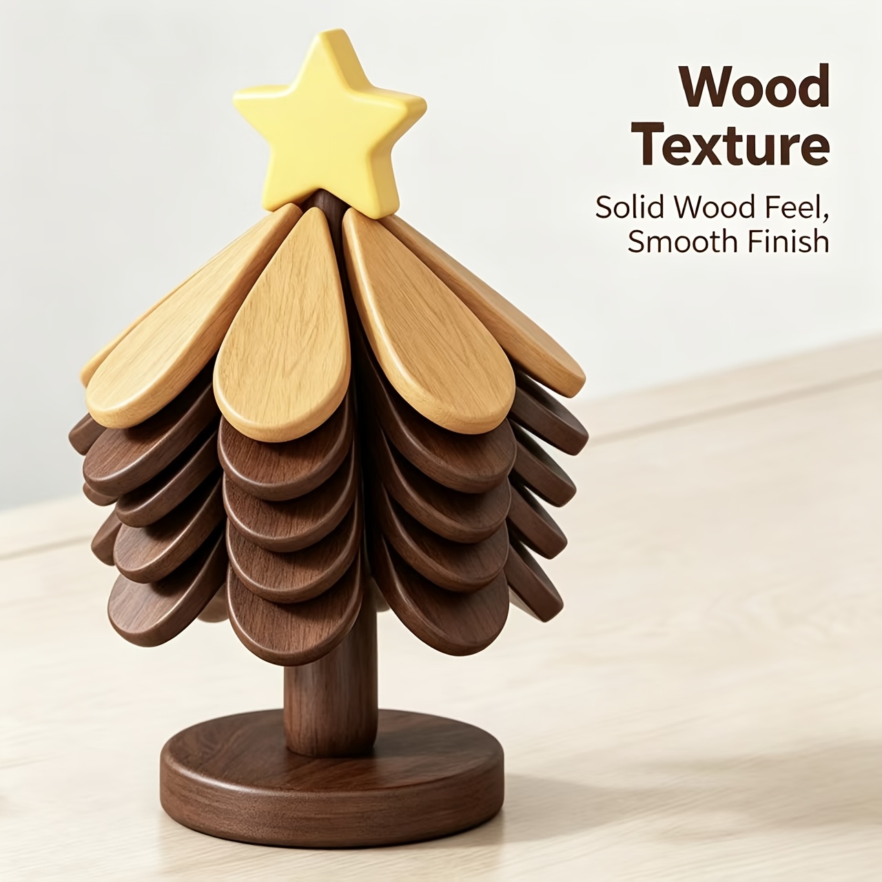 TEMU 5 sottobicchieri in legno e 1 supporto, sottobicchieri creativi a forma di albero di Natale, pieghevoli, sottobicchieri e tappetini per pentole
