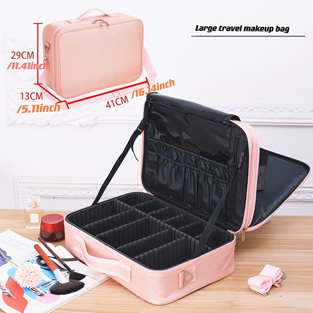 bolsa maquillaje portátil gran capacidad soporte cepillos Temu