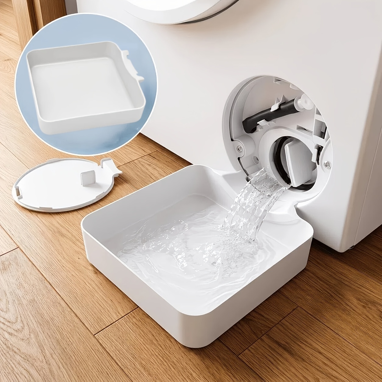 Image of 1-pack Washing Machine Drain Tray, Drum Washer Waste Outlet Water Collection Box, Filter Residue Water Tray, Prevents Laundry Room Floor From Being Wet By Overflowing Water