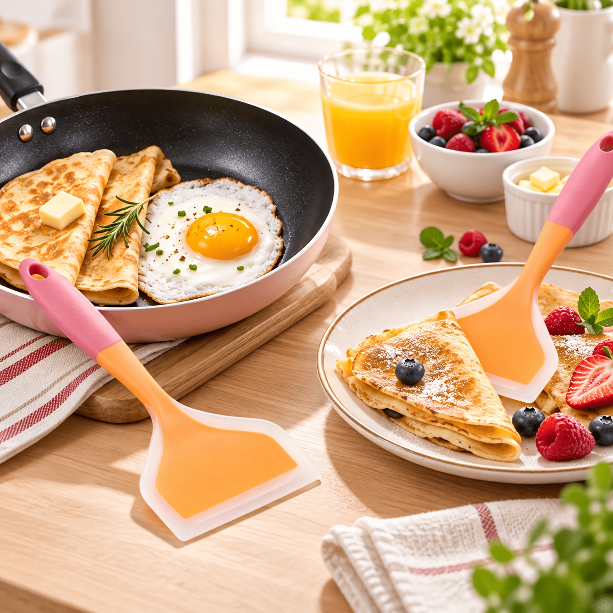2pcs Silicone Cooking Scraper Spatula Set