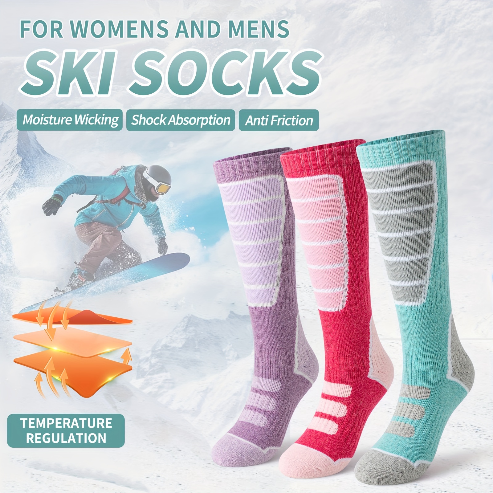 Pure Athlete Alpaca Wool Ski Socks - Men's & Women's Warm Midweight Socks For Skiing & Snowboarding