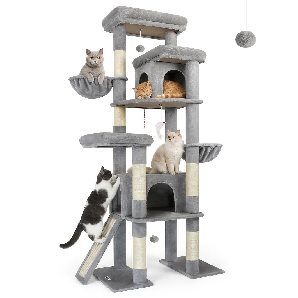 TEMU Globlazer Arbre à chat robuste de 78” pour grands chats et foyers à plusieurs chats, base renforcée avec planche à , peluche douce pour , murale