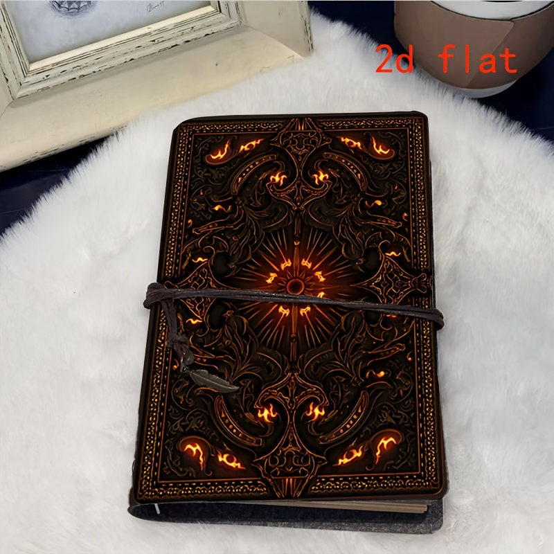 TEMU cahier en PU INS de qualité supérieure, idéal pour , l'apprentissage et , avec des flammes plates 2D, des et un motif de design