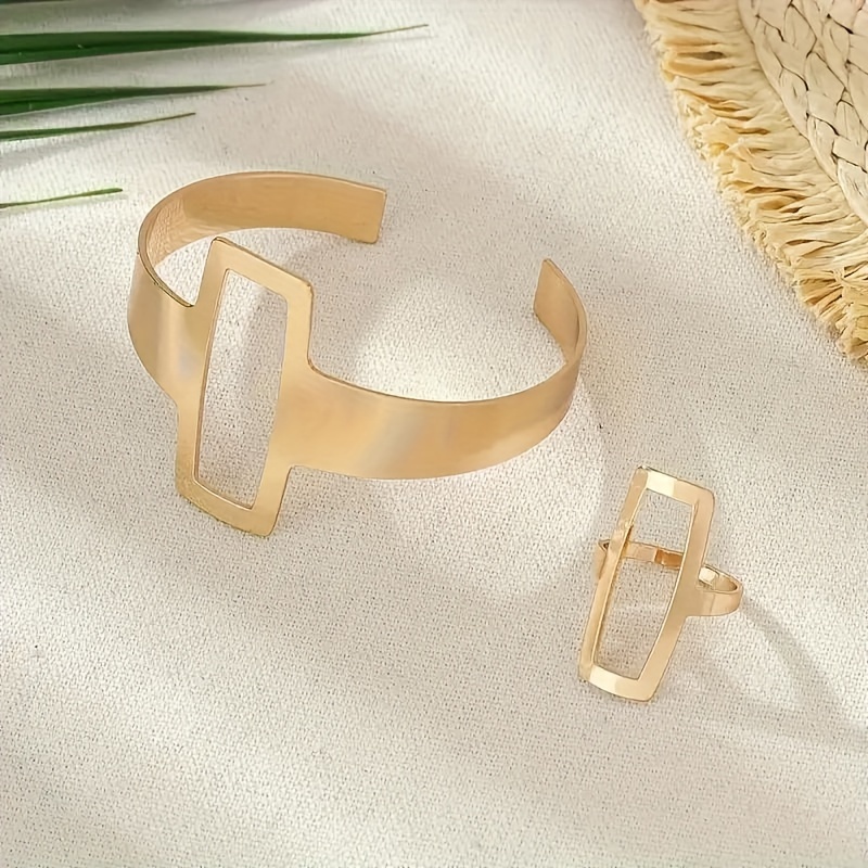 14K Gold Plated Bracelet & Ring Set for Women