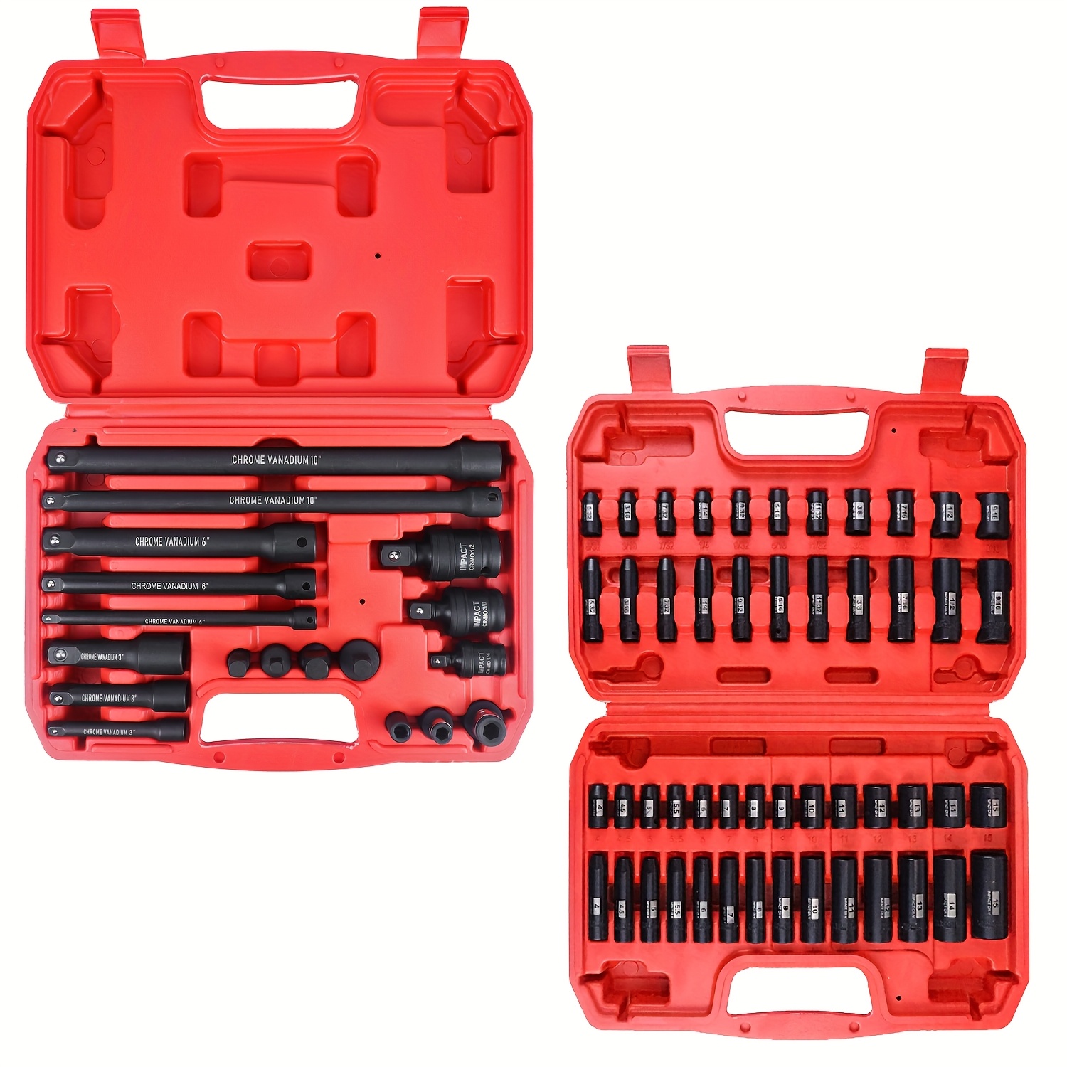 

Seketman 18pcs Drive Tool Accessory Set/50pcs Impact Socket Set, Includes Socket Adapters, Socket Extension Bar And Swivle Universal And Impact Coupler, Professional 1/4, 3/8&1/2 Socket Accessories