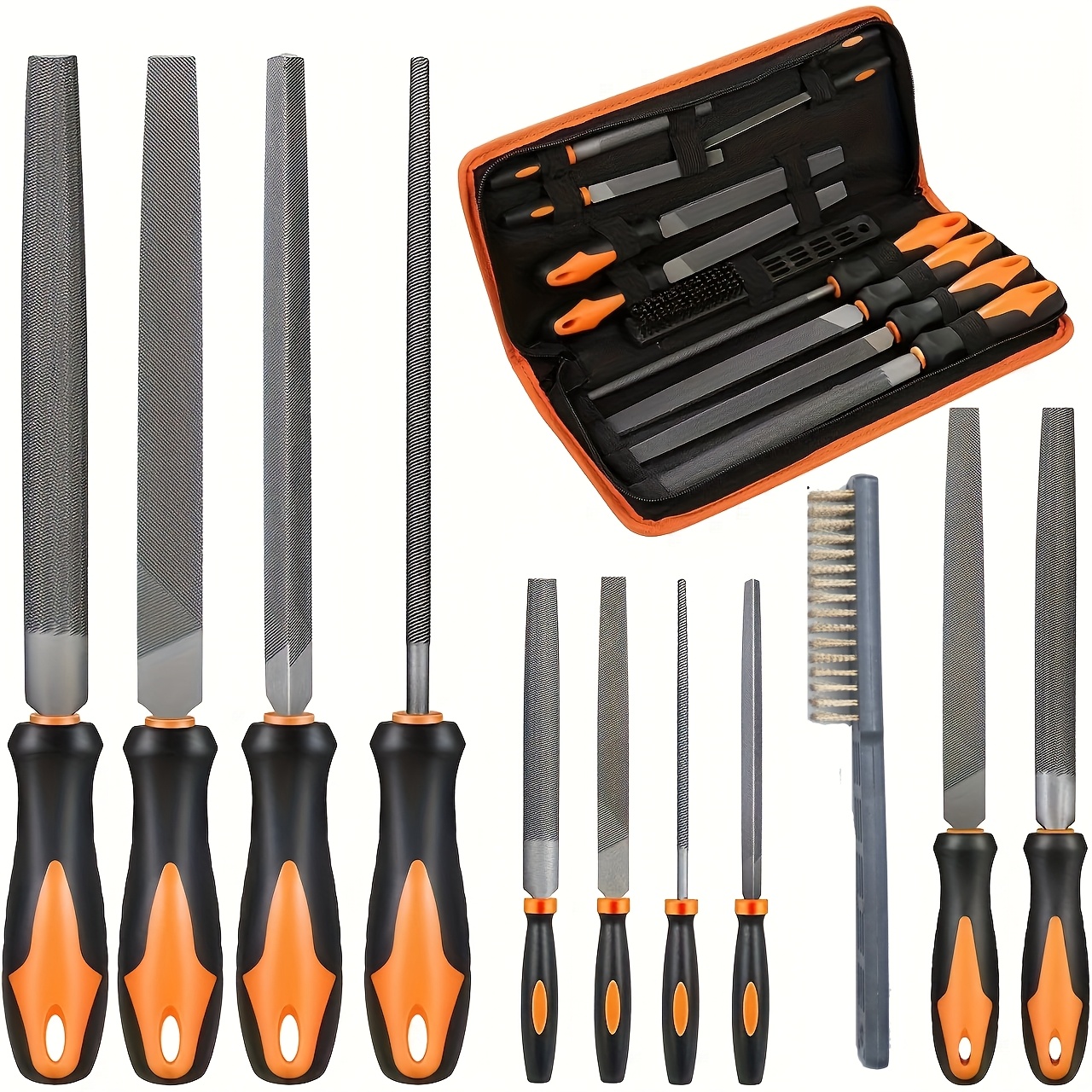 TEMU Ensemble d'outils de lime robuste de 11 pièces avec étui de transport, en acier forgé T12 de haute qualité. des