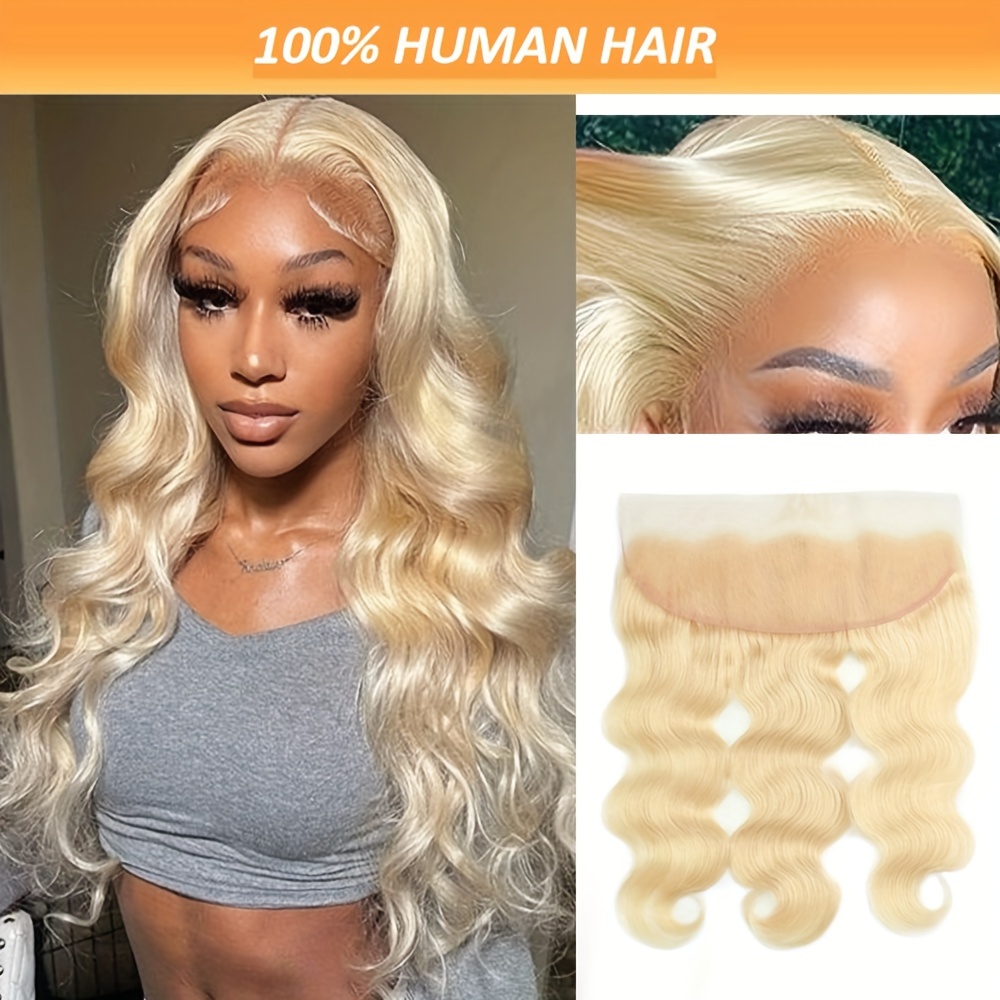 

613 Blonde Body Wave Lace Frontal Closure For Women - 13x4 Ear To Ear Human Hair, Versatile Fit (14-20inch)