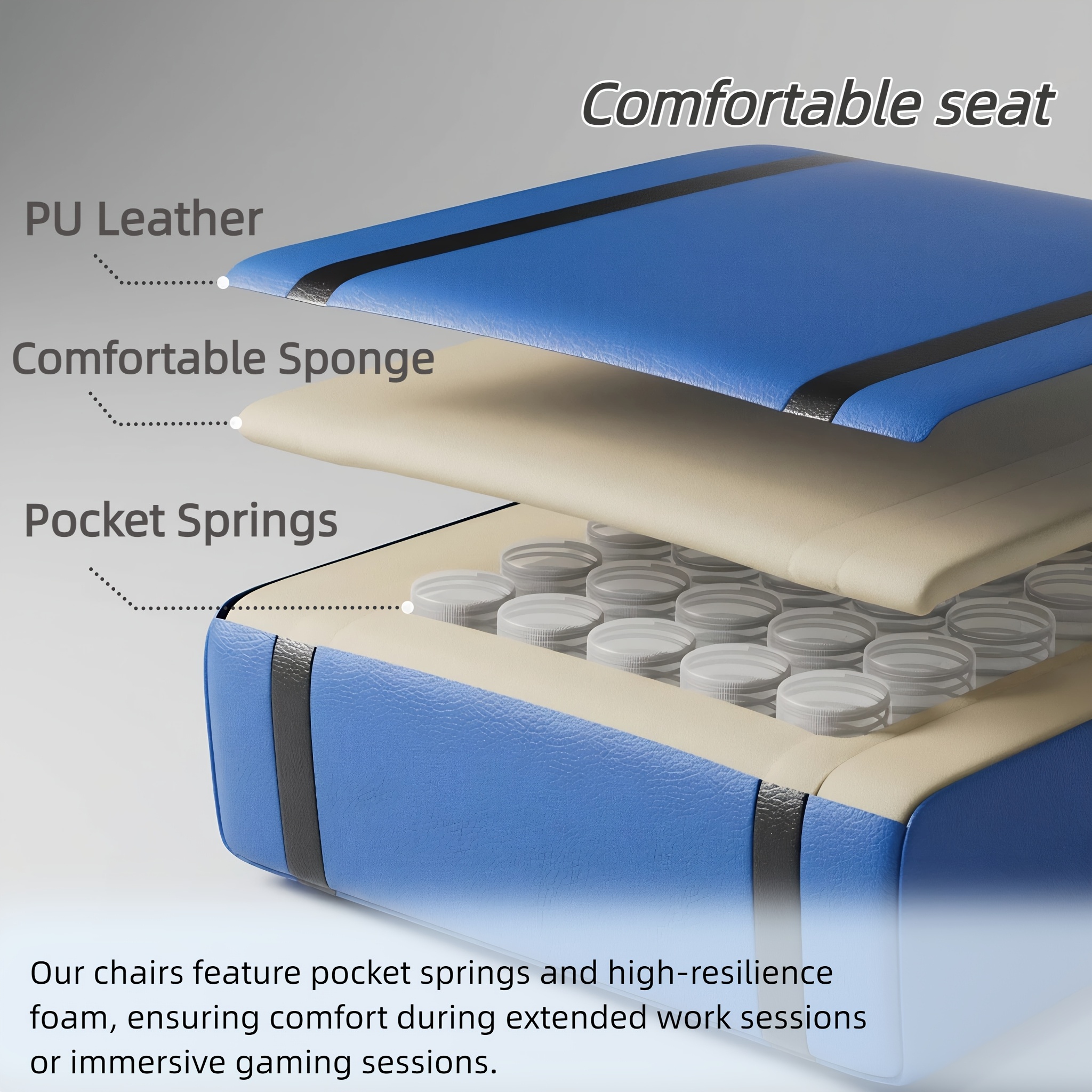 Een gamingstoel met pocketveringkussen