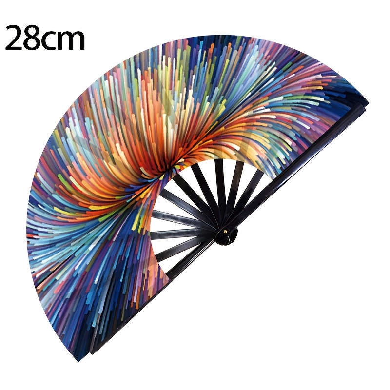 Single 12 Inch Radial Foldable Fan| Precise Patterns On Sturdy Plastic, Modern Artistic