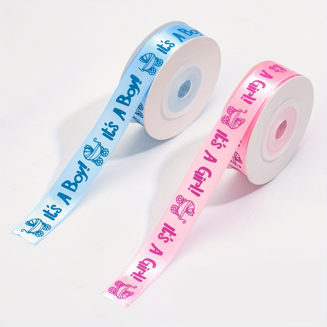 Image of 2pcs-pink And Blue Shower Gift Ribbons, Gender Reveal Party Accessories, Ribbons Christmas, Halloween
