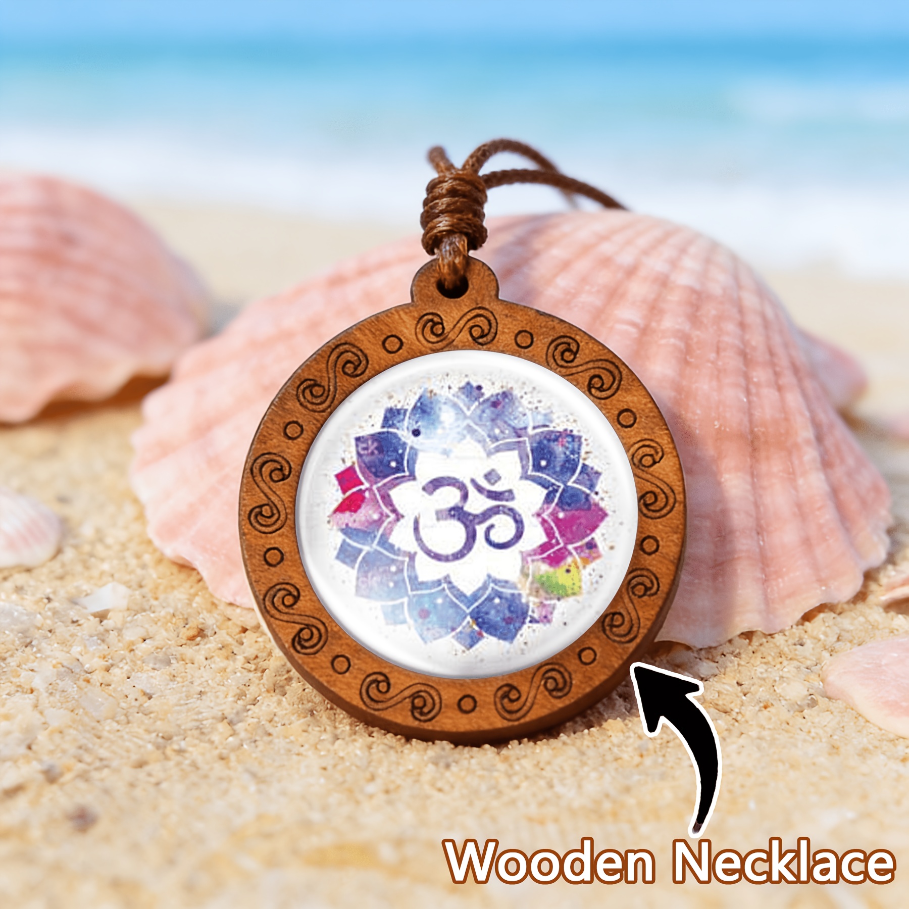 Handmade Vintage Wood & Gemstone Necklace, Unique Gift