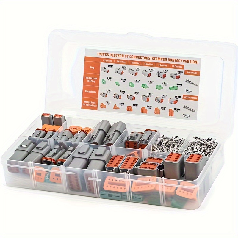 

188pcs Deutsch Dt Series Connector Assortment, Size 16 Stamped Contacts, Waterproof Automotive Electrical Connectors