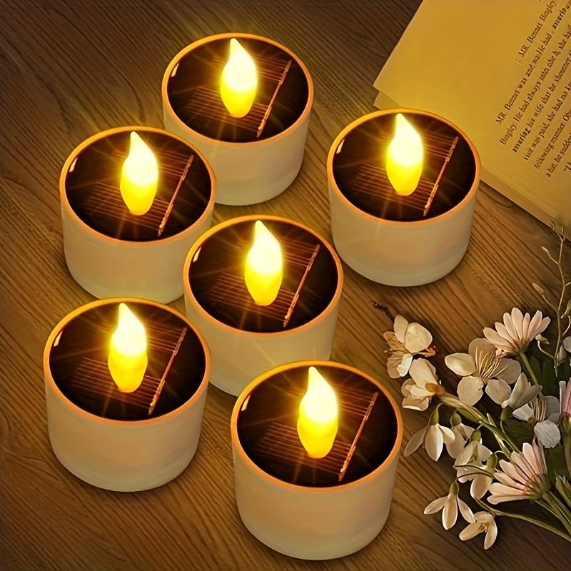 5 X Floating LED Flameless Candles - Battery Powered Indoor Hanging Window Or Table Lighting Decorations - Each H15.5 X 1.5cm