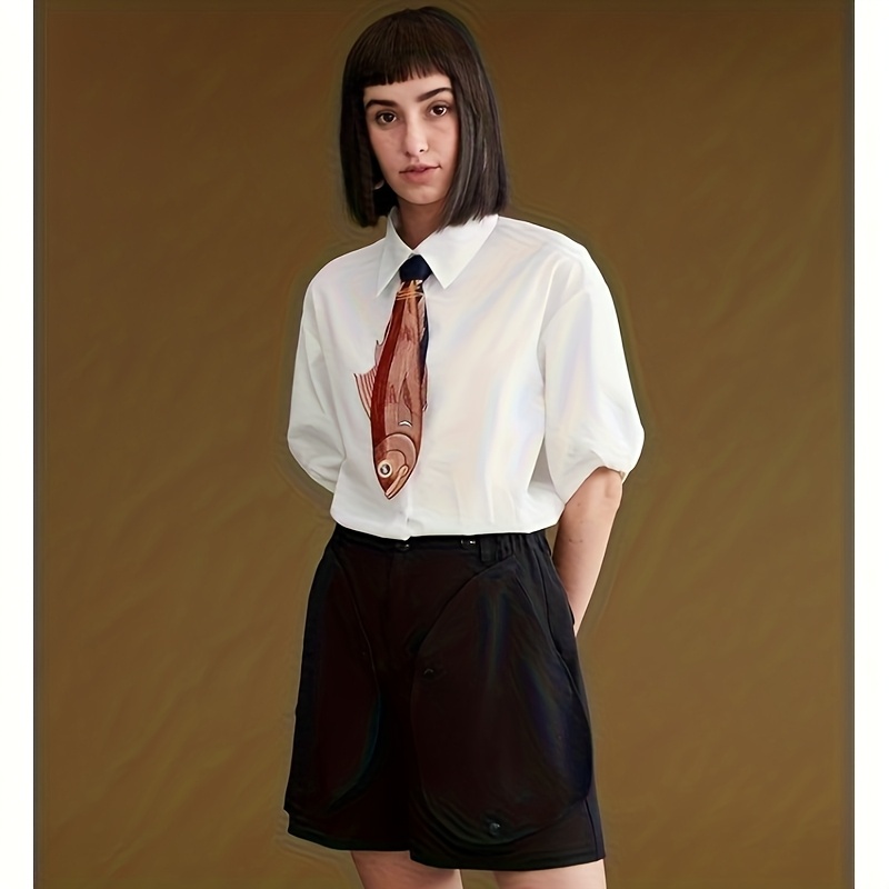 TEMU Summer Irregular Embroidery Necktie Accessory