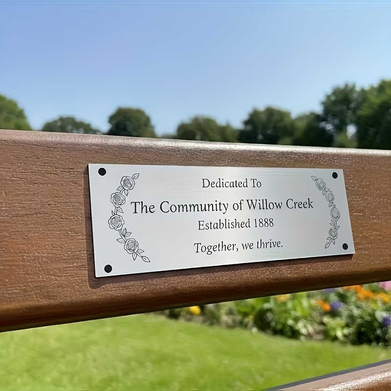 TEMU Customized Personalized Stainless Steel Garden Bench Plaque, Engraved Memorial Bench Sign, Colors, Stainless Steel Material Is More Suitable For