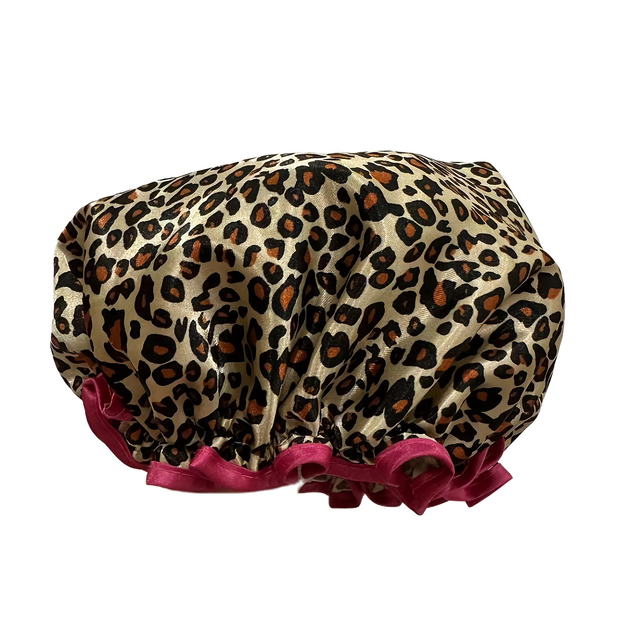 Image of 1pc/2pcs Leopard Print Adult Double-layer Shower Cap, Suitable For Women In The Bathroom, Kitchen, And For Makeup, Applicable In For Washing Hair And Bathing