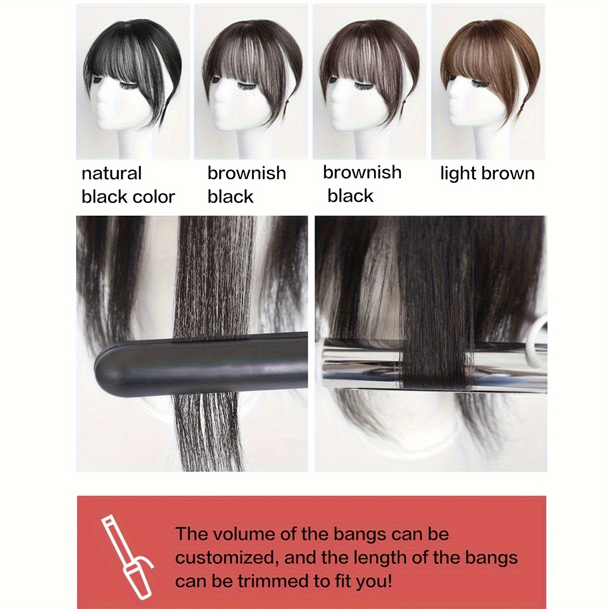 womens   clip in hair bangs synthetic fiber straight fringe hairpiece natural looking   volume lightweight suitable for all french bangs extension details 6