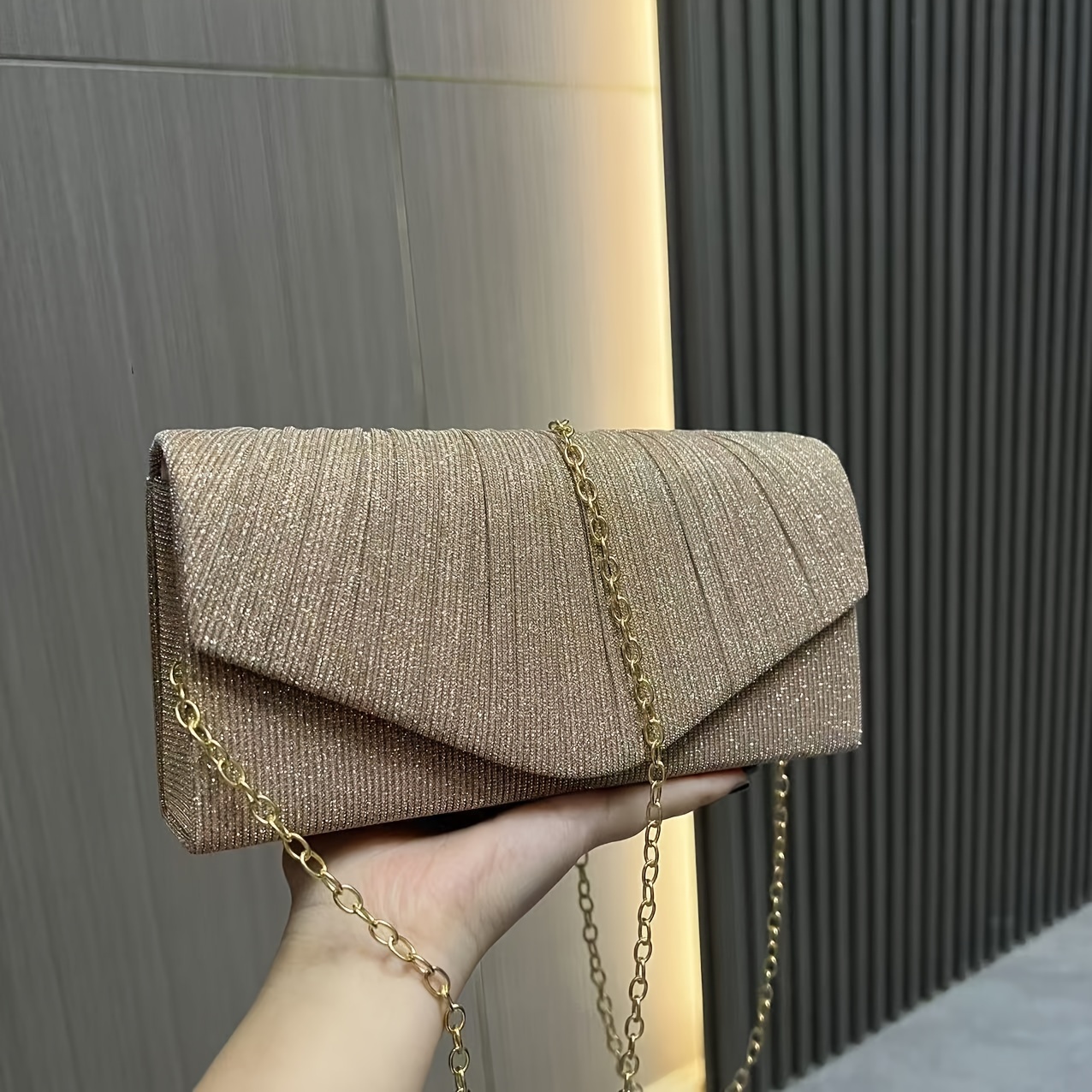 shiny silvery clutch bag chain weddings Temu United Kingdom