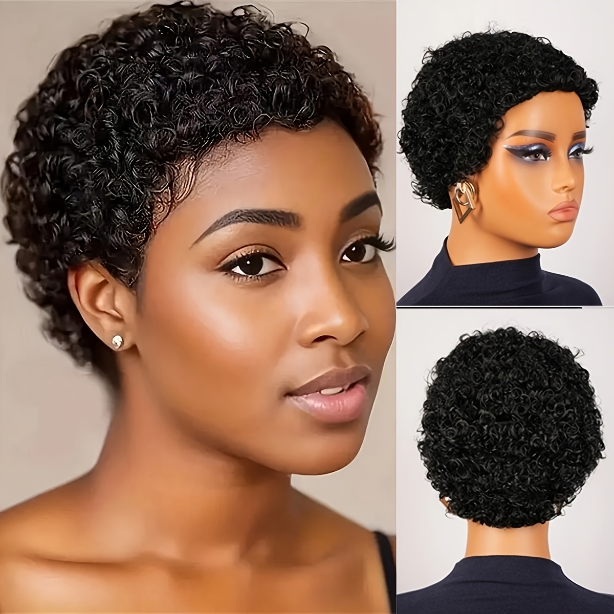 TEMU corta afro da donna, fibra resistente al calore, con taglio soffice a profonde, stile acconciatura afro, adatta per feste , giochi di ruolo e ,