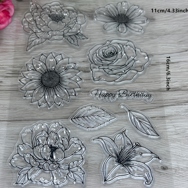 Image of Rose Clear Stamps Diy Scrapbooking Stamps Paper Card Decoration Photo Gift 4.33*6.3inch