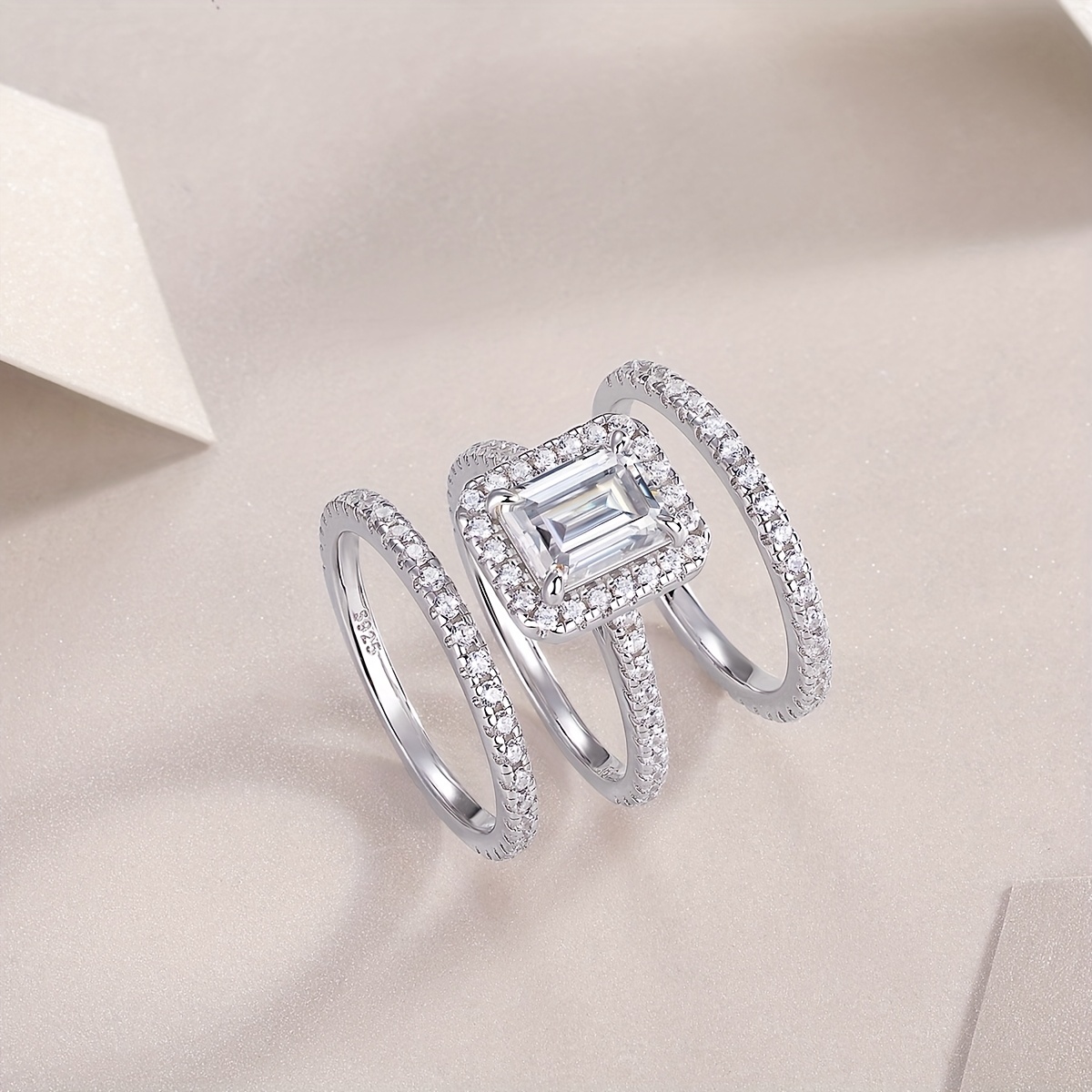 925 Silver Moissanite Women's Wedding Ring Set