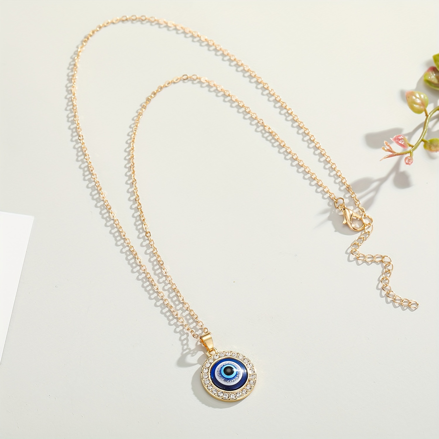 Rhinestone Devil's Eye Pendant Necklace