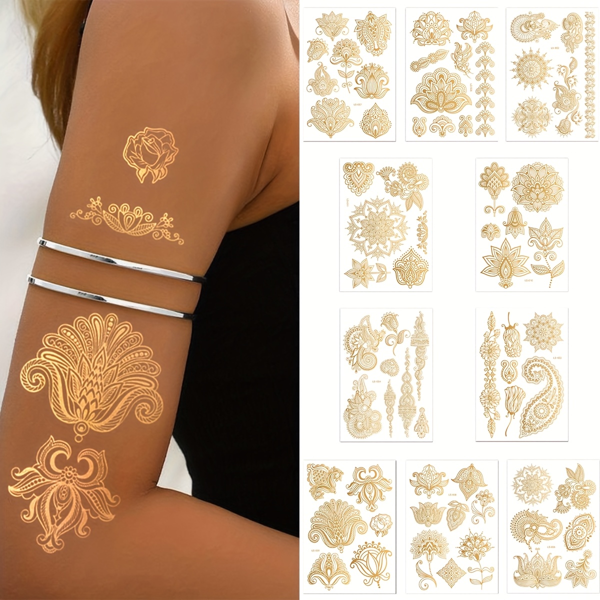 Image of 10 Temporary Tattoos For Parties, Suitable For And Legs, Waterproof Body Art For Men And Women