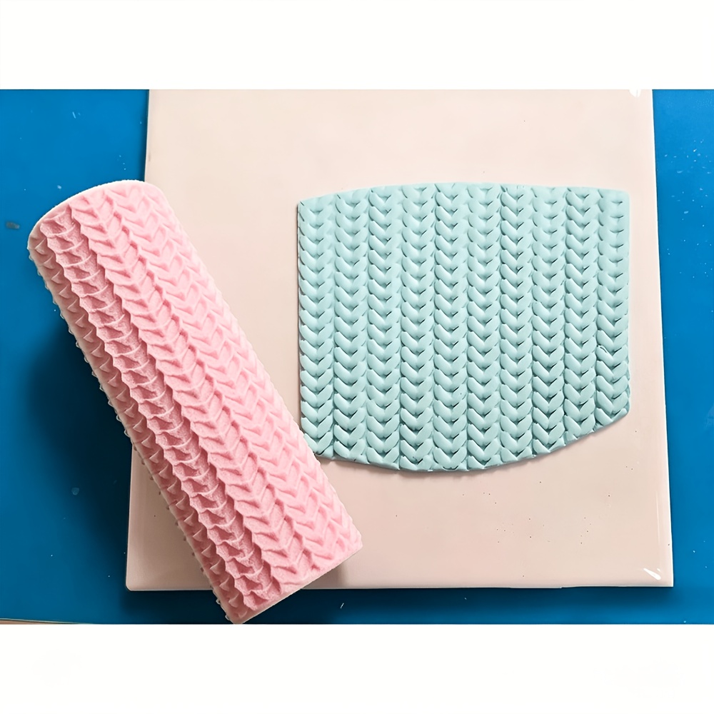 TEMU Rouleau de gaufrage à texture céramique , rouleau en plastique à texture tricotée | Outil de gaufrage spécifique à l' | Moule de texture fait