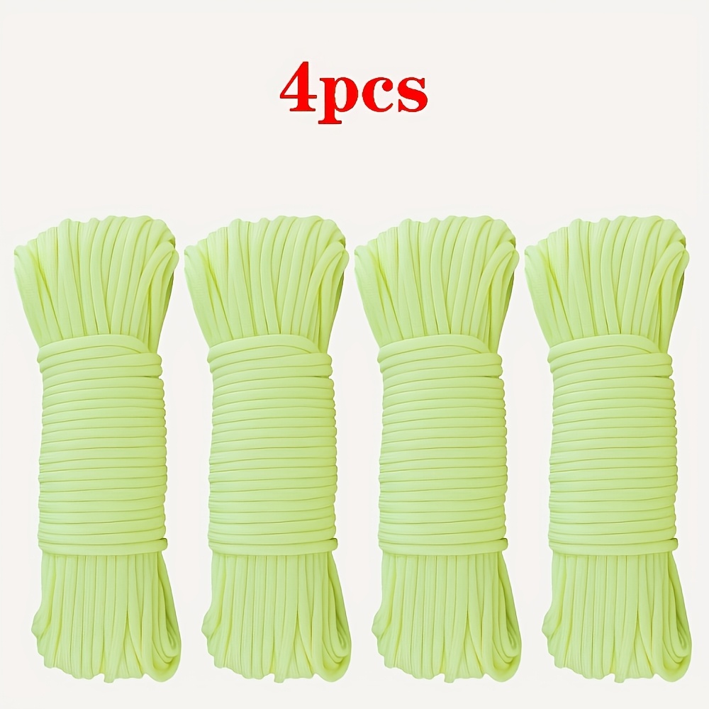 TEMU 4pcs 3-meter Fluorescent Luminous Ropes, With A Diameter Of 4mm And Of Luminous Nylon Rope, Suitable For Camping. Woven Into Bracelets,