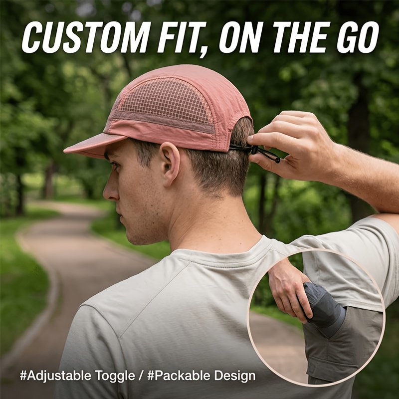 Men's Lightweight Quick-Dry Mesh Baseball Cap with Adjustable Drawstring